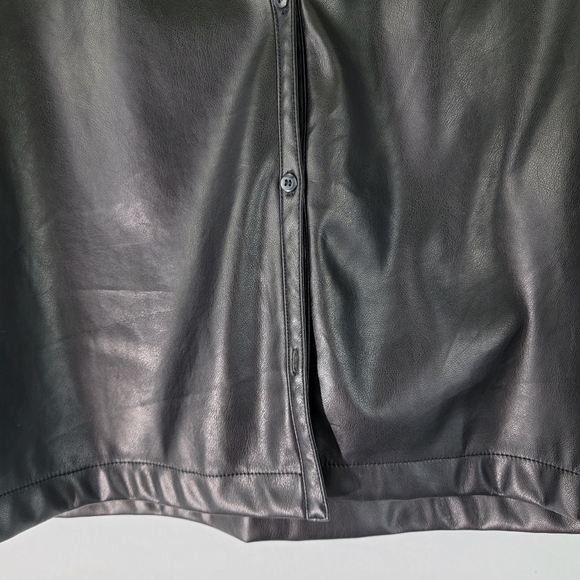AVEC LES FILLES Women's Black Vegan Leather Too Jacket Sz L V-neck Half Sleeve - Picture 6 of 12